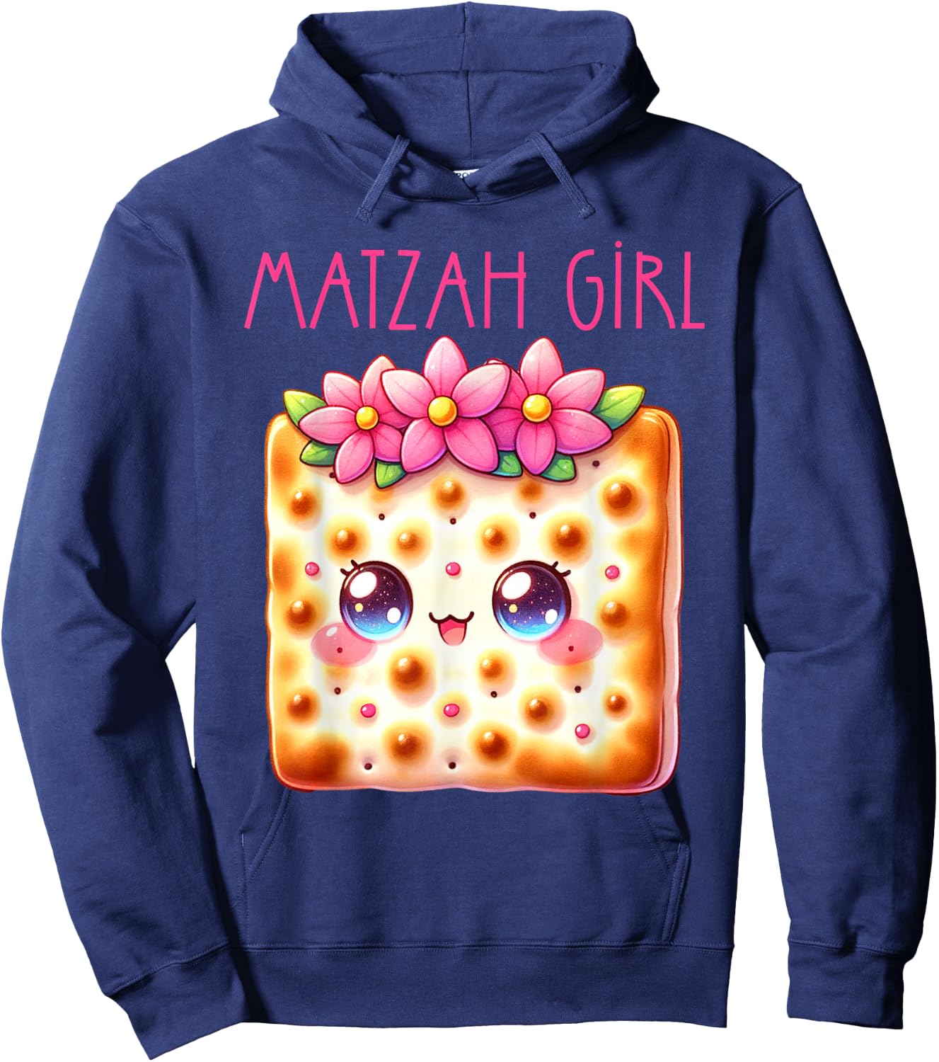 Matzah Girl Happy Passover Jewish Pesach Seder Afikoman Girl Hoodie - Hoodie | Navy