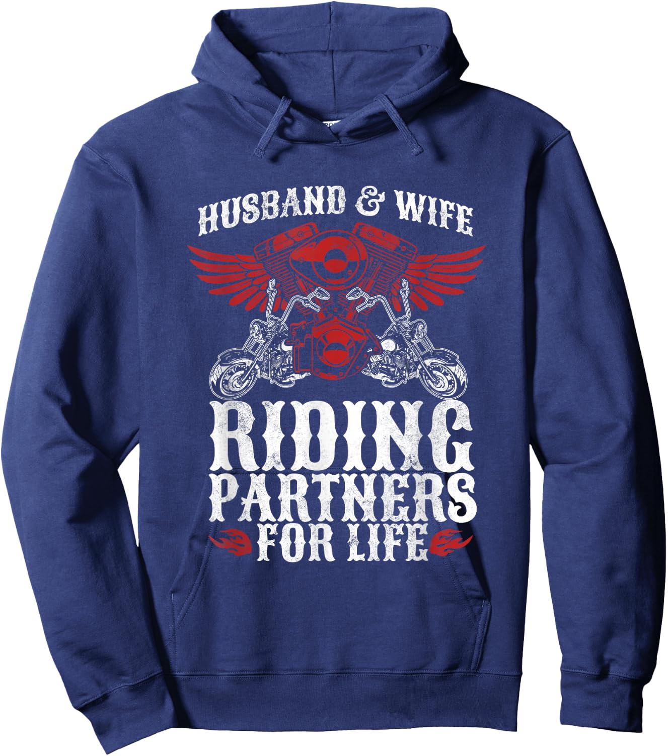 Motorcycle Biker Husband Wife Partners For Life Wedding Hoodie - Hoodie | Navy