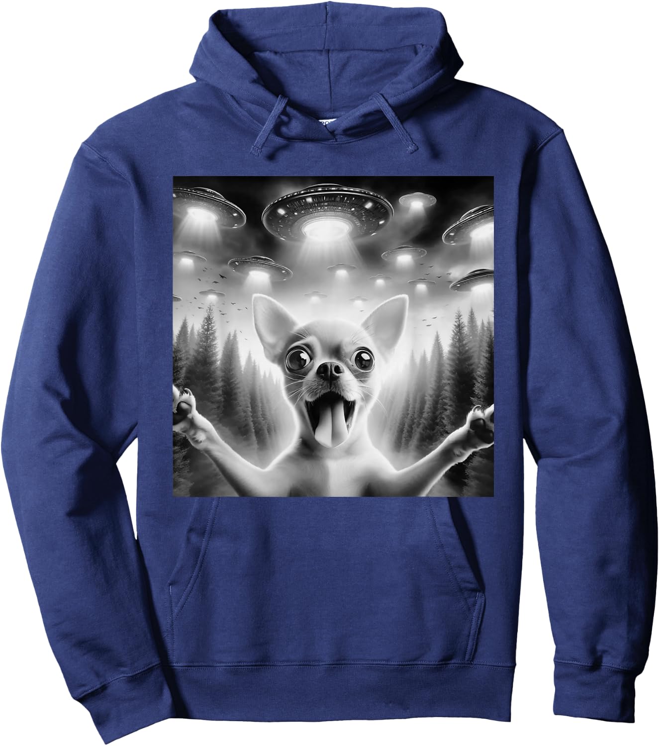 Chihuahua Selfie UFO alien surprised Chihuahua Hoodie - Hoodie | Navy