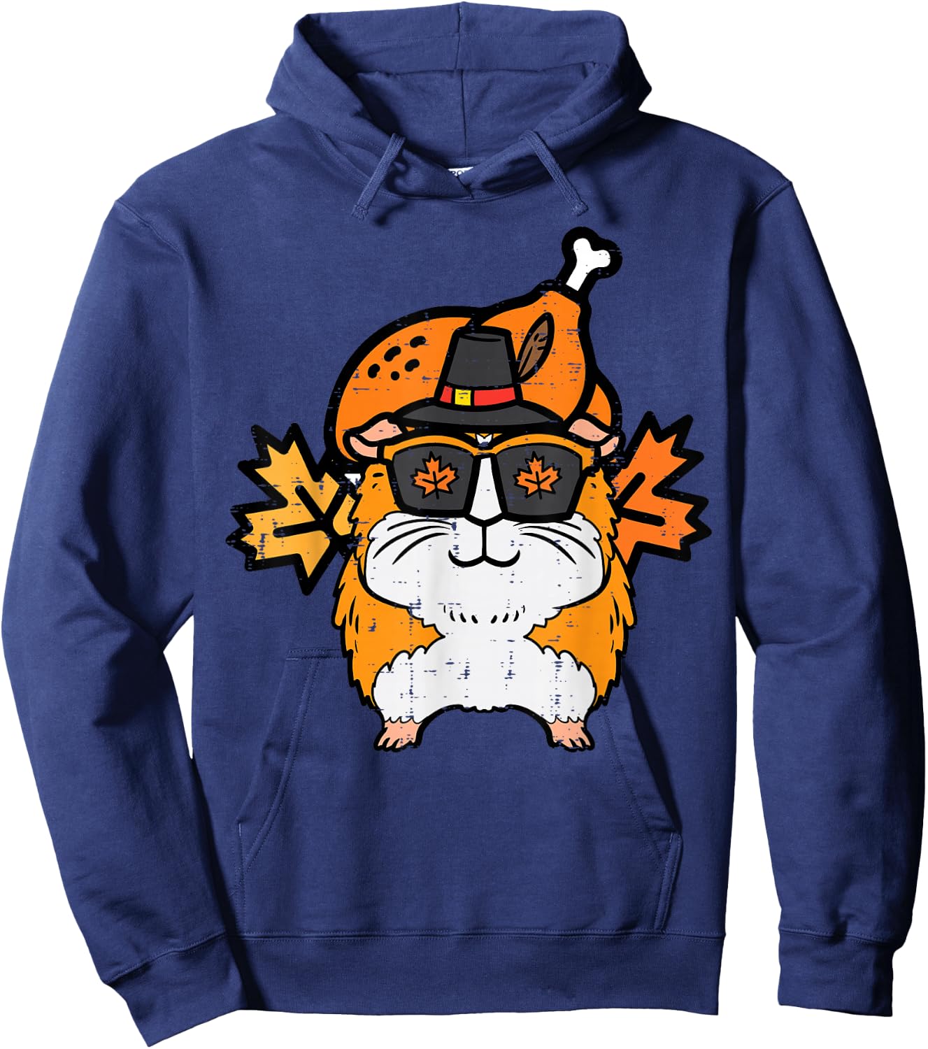 Thanksgiving Guinea Pig Turkey Day Fall Pet Men Women Kids Hoodie - Hoodie | Navy