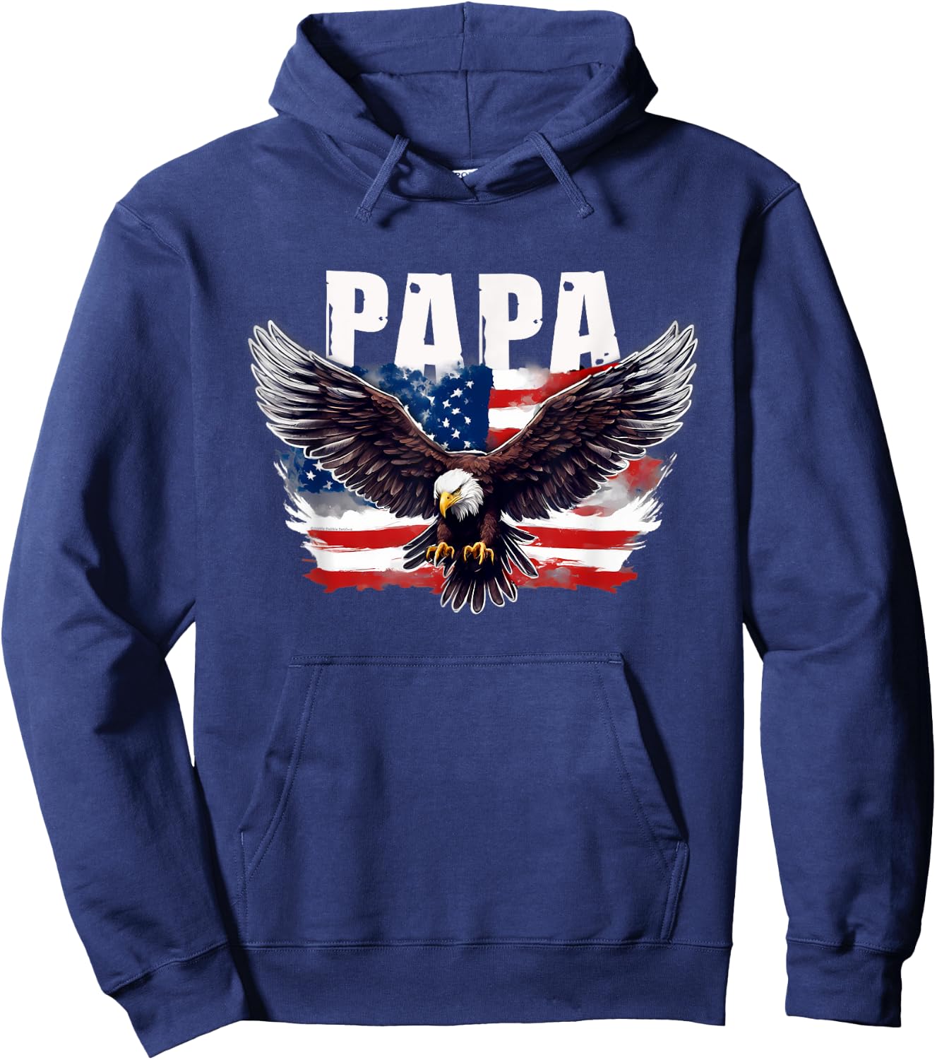Patriotic Papa USA Flag with Eagle 4th of July Papa Hoodie - Hoodie | Navy