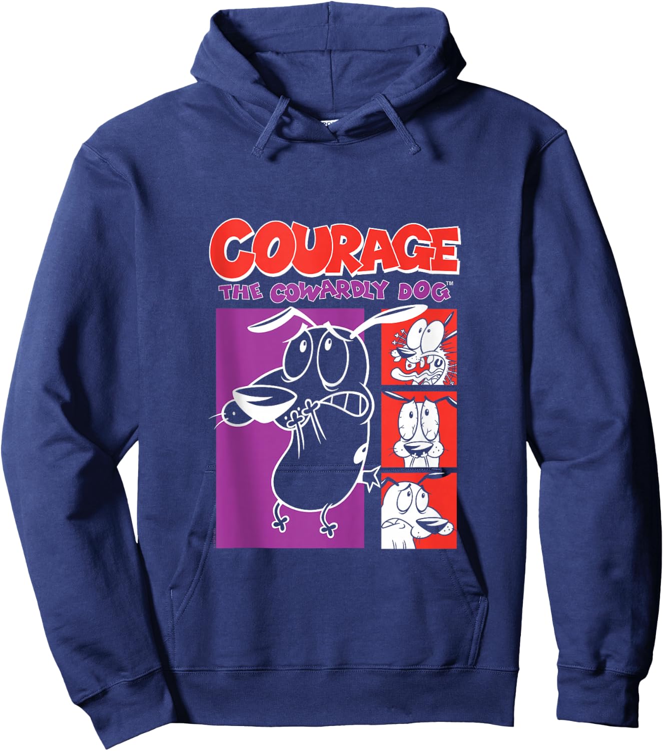 Courage the Cowardly Dog Red and Purple Frames Cartoon Hoodie - Hoodie | Navy