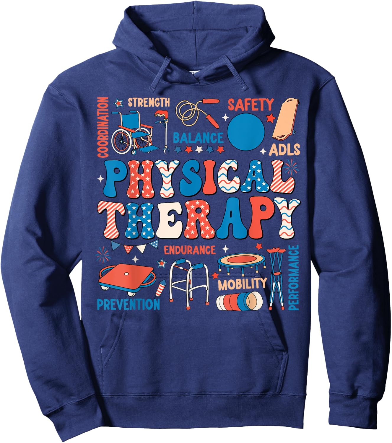 Retro Physical Therapy 4th Of July PT PTA Physical Therapist Men Hoodie - Hoodie | Navy