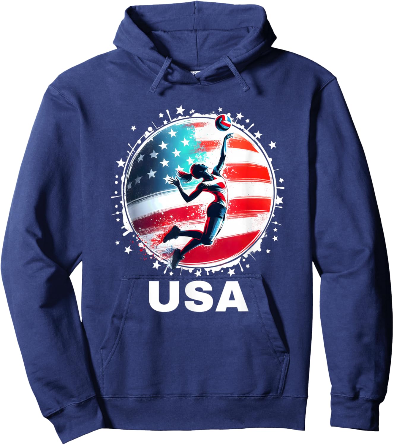 Volleyball USA Go USA Team USA Flag Women Volleyball Hoodie - Hoodie | Navy