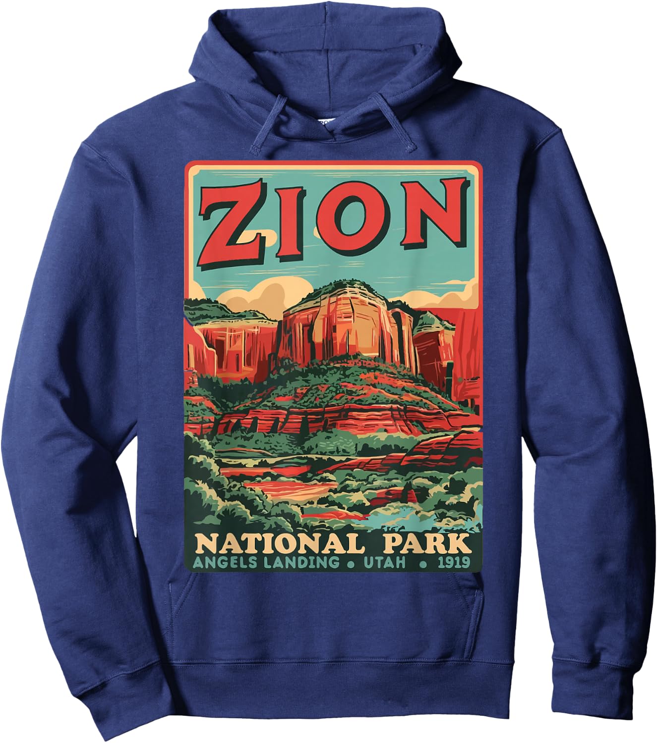 Zion National Park Utah Angels Landing Vintage hiking Trail Hoodie - Hoodie | Navy