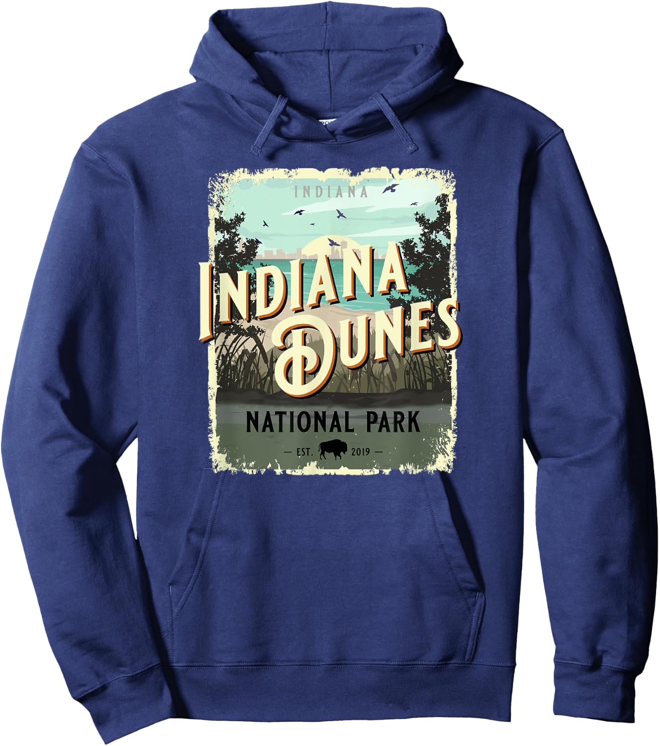 Indiana Dunes National Park Vintage Travel Poster Style Hoodie - Hoodie | Navy