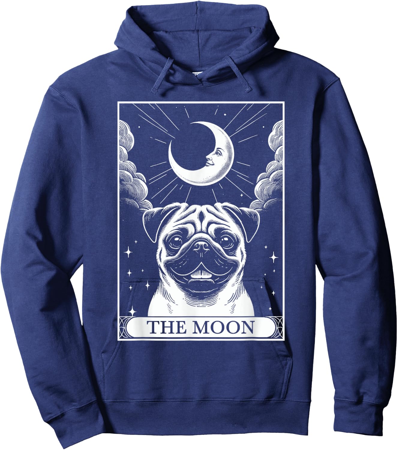 Tarot Card Vintage Crescent Moon Pug Mom Dog Lovers Men Women Kids Hoodie - Hoodie | Navy