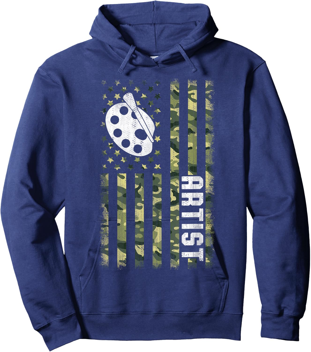 Camo American Flag USA Camouflage Patriotic Artist Hoodie - Hoodie | Navy