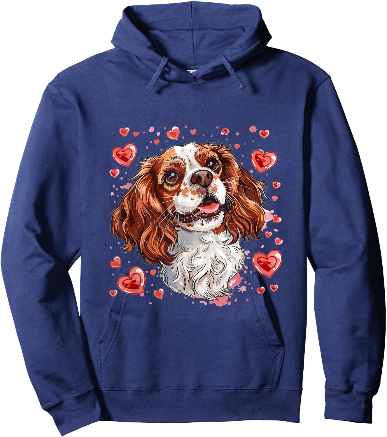 Cavalier King Charles Spaniel Hearts Dog Breed Graphic Hoodie - Hoodie | Navy