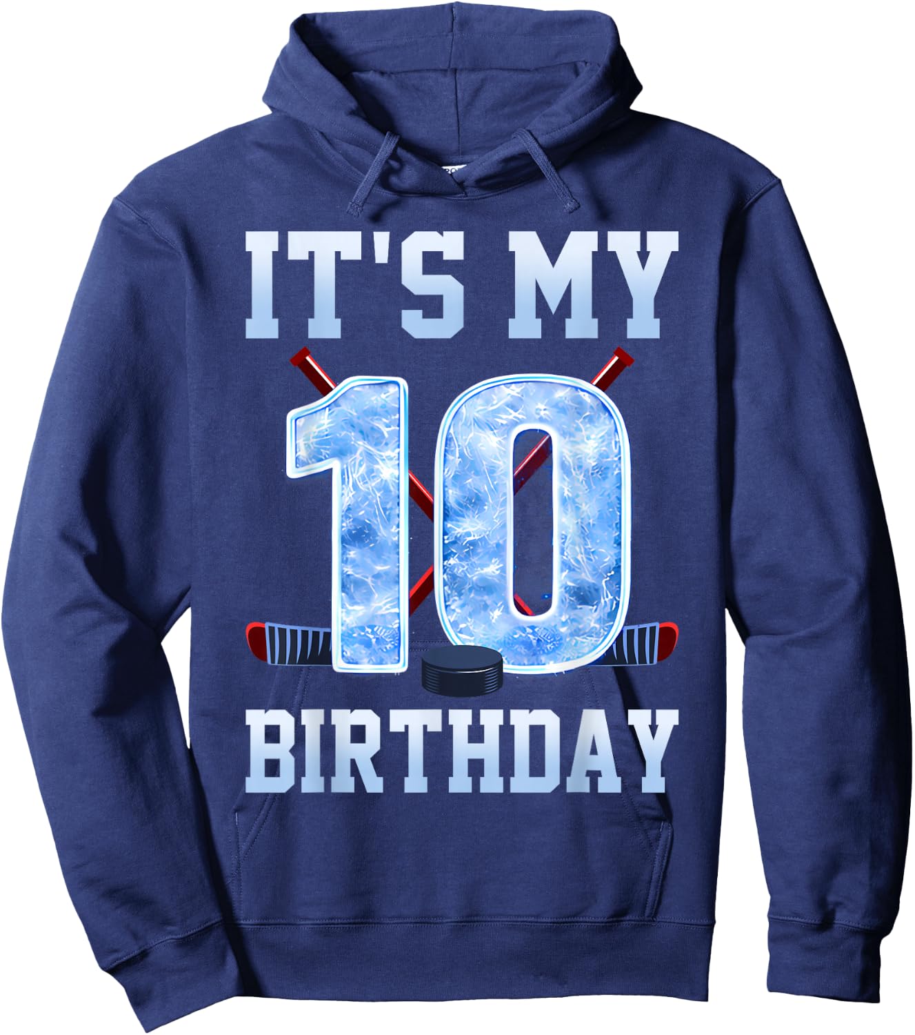 It's My 10th Birthday Ice Hockey 10 Years Bday Boy Kids Hoodie - Hoodie | Navy
