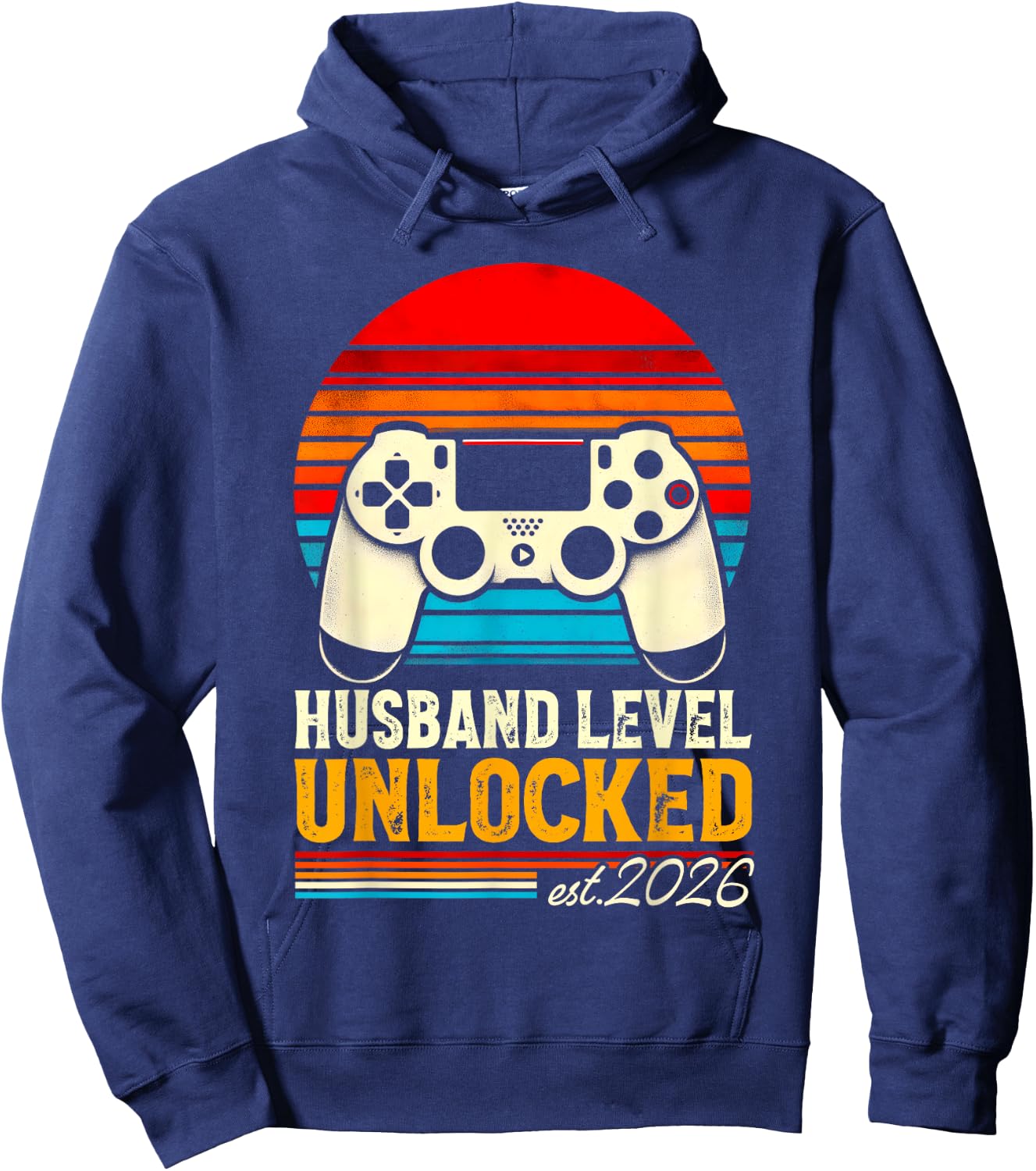 Leveled Up To Husband 2026 Promoted Husband Level Unlocked Hoodie - Hoodie | Navy