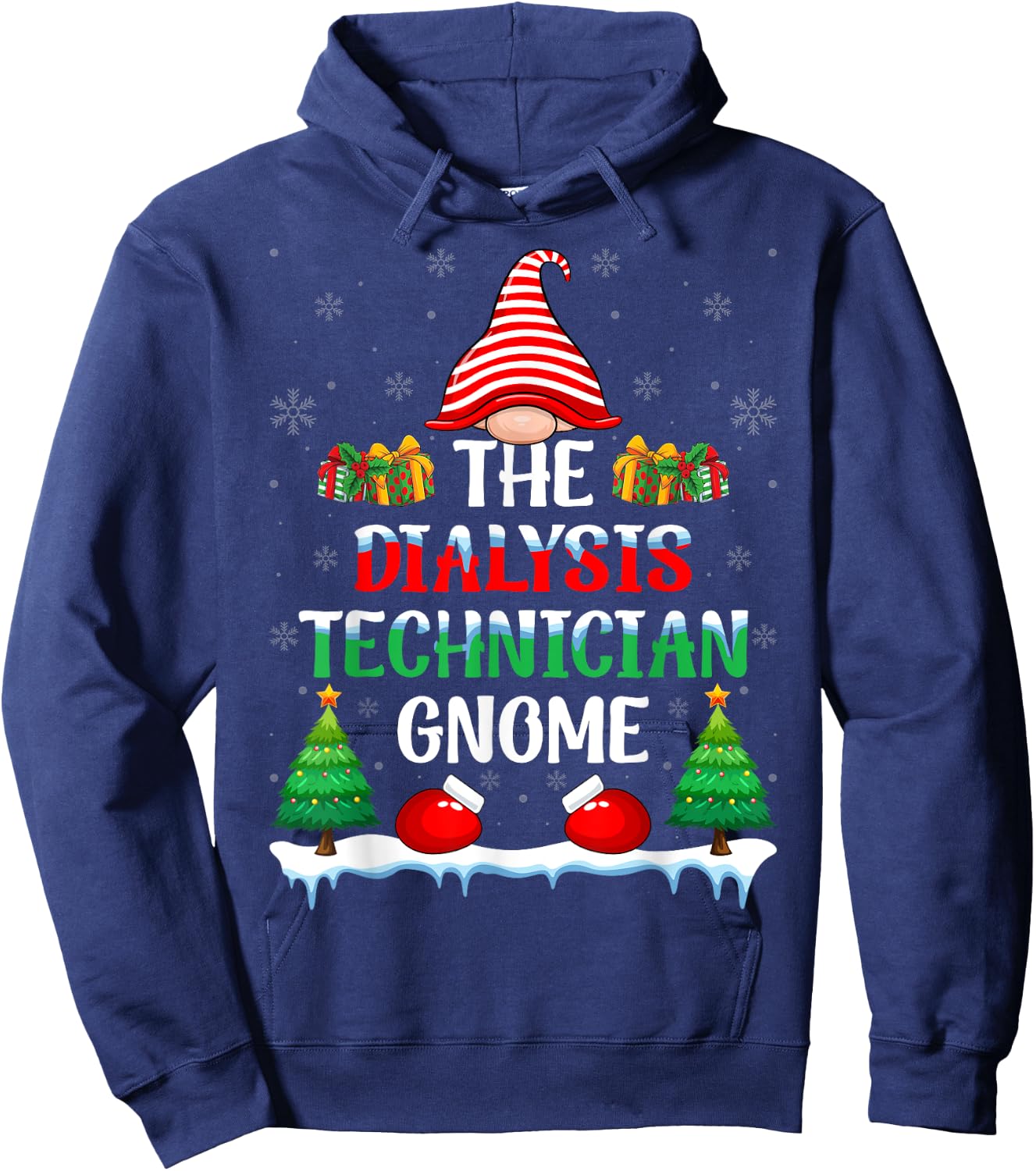 The Dialysis Technician Gnome - Kidney Nurse Christmas Hoodie - Hoodie | Navy