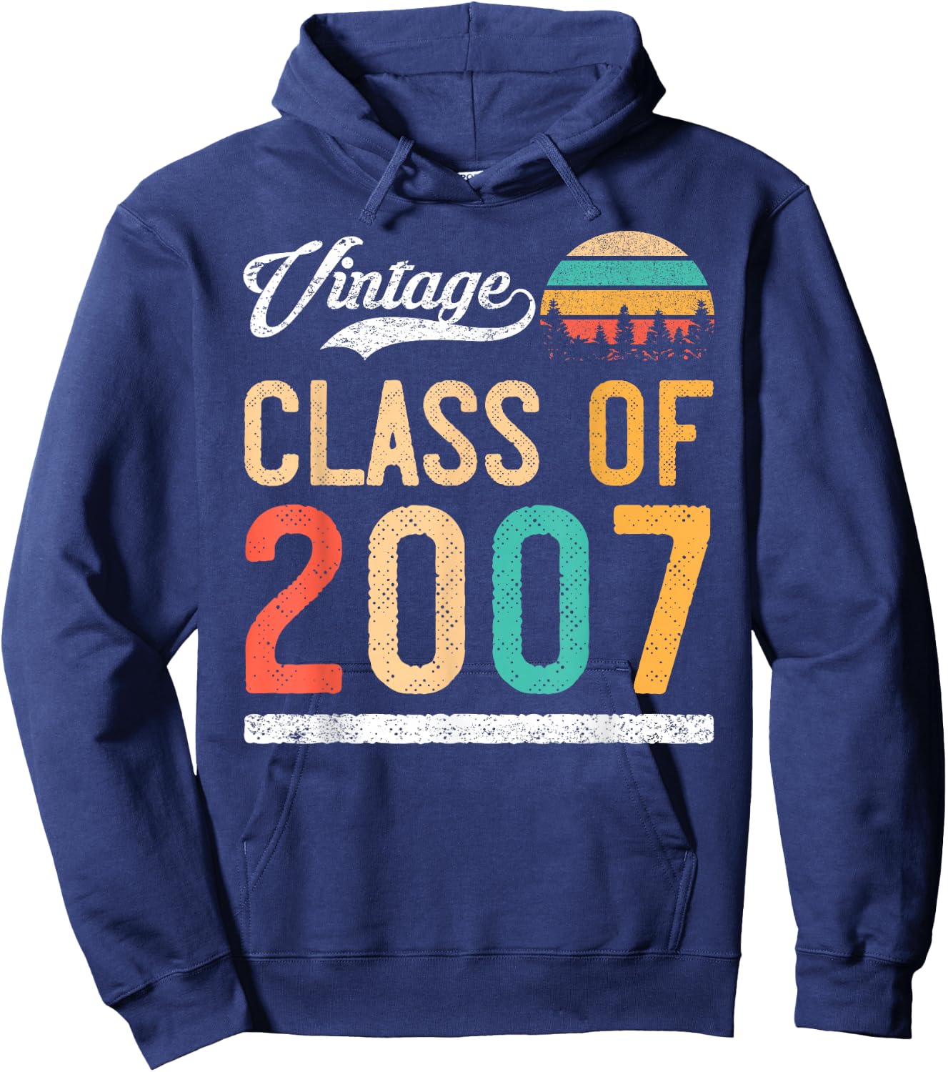 Vintage Class of 2007 High School or College Graduation Hoodie - Hoodie | Navy