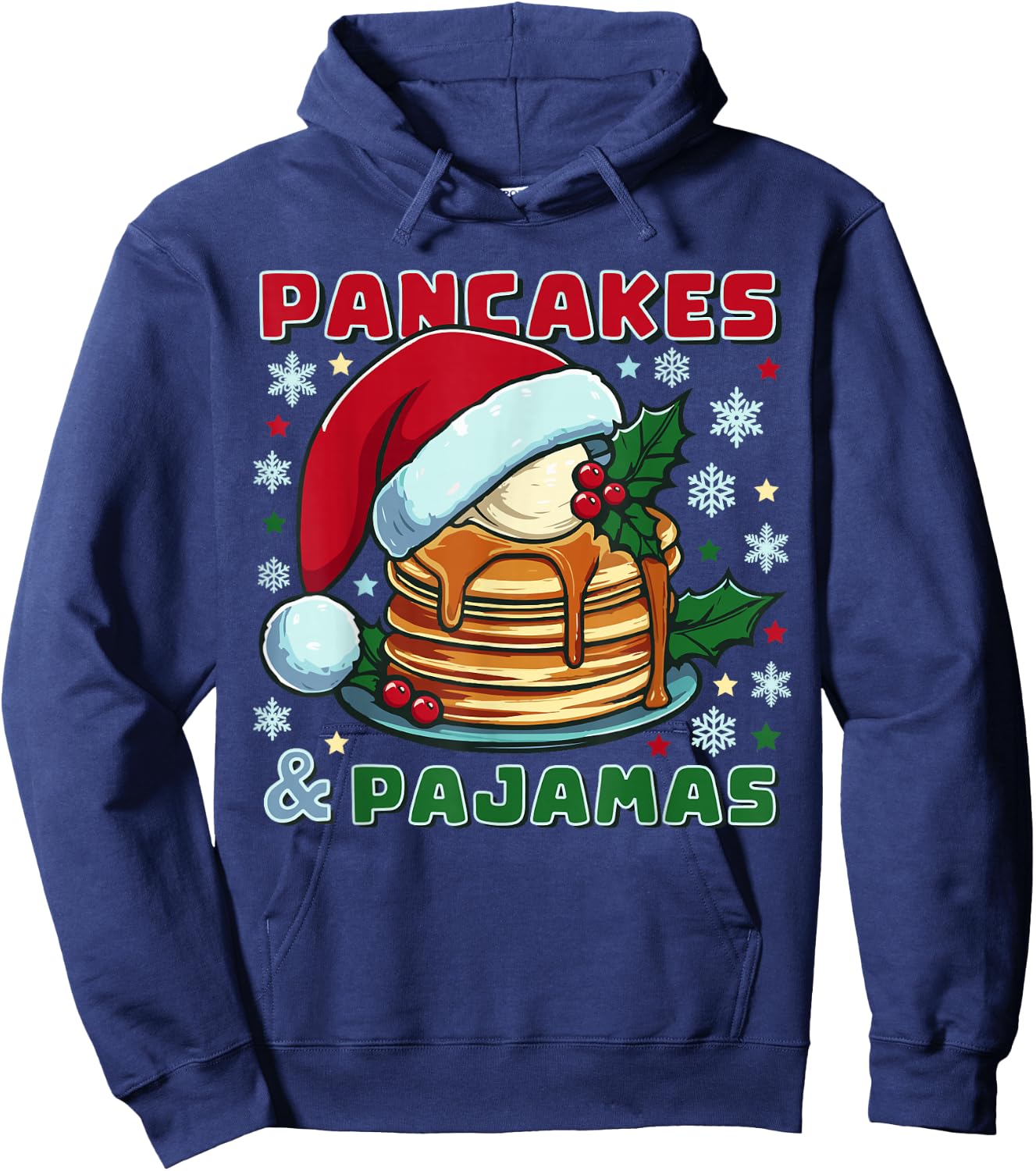 Pancakes and Pajamas Fluffy Buttermilk Cake Santa Christmas Hoodie - Hoodie | Navy