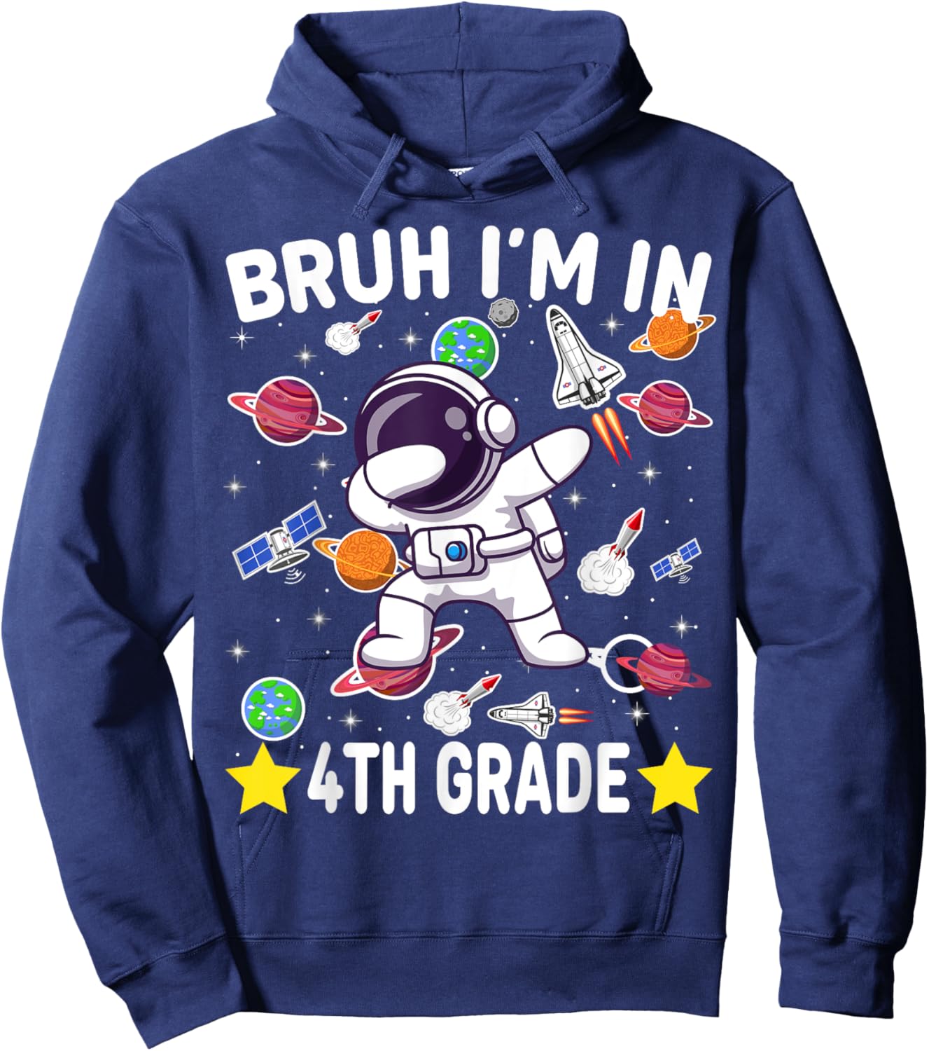 Fourth Grade Dabbing Boy Astronaut Bruh i'm in 4th Grade Hoodie - Hoodie | Navy