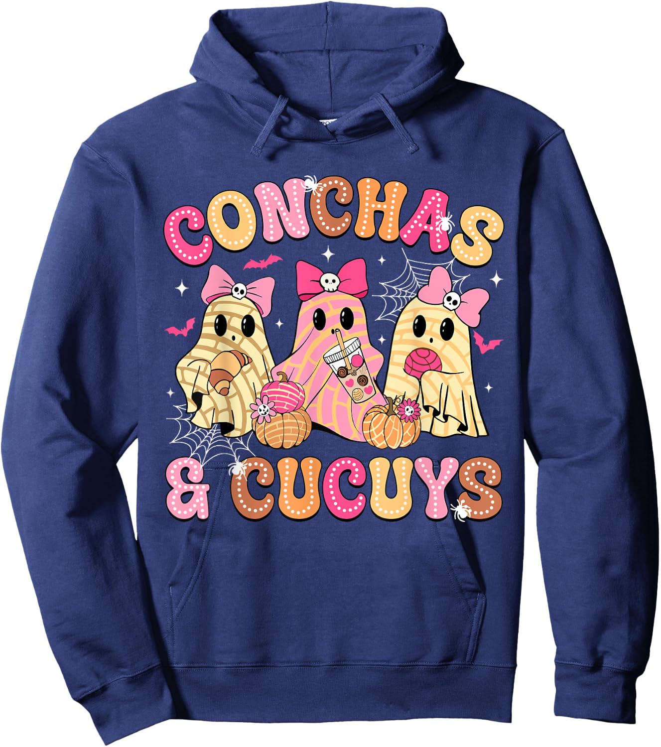 Cute Conchas And Cucuys Ghost Funny Mexican Halloween Ghost Hoodie - Hoodie | Navy