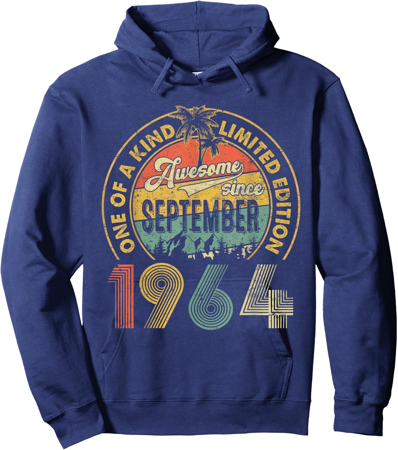 60 Years Old Vintage Retro September 1964 Birthday Men Women Hoodie - Hoodie | Navy