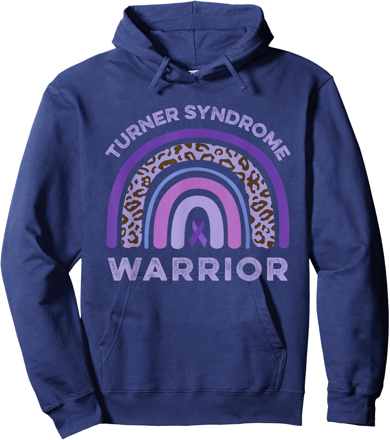 Turner Syndrome Warrior Rainbow Purple Ribbon Support Fight Hoodie - Hoodie | Navy