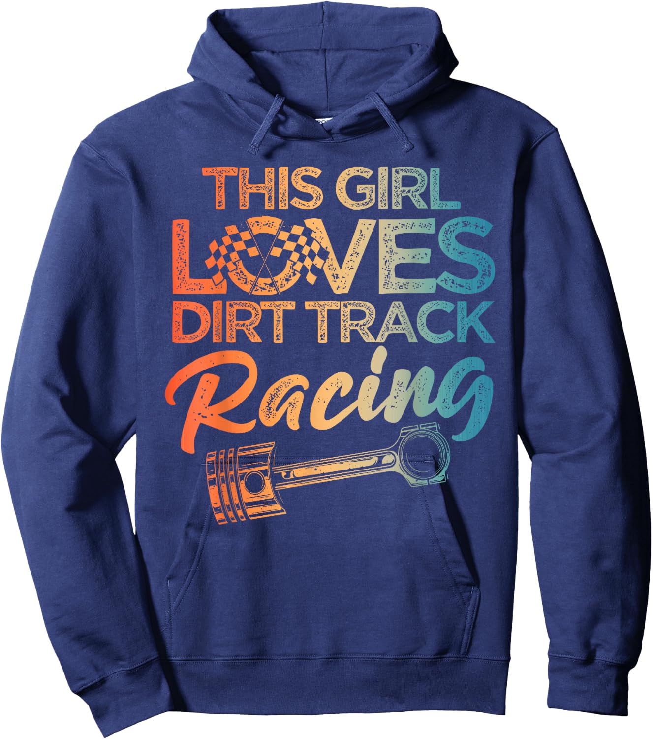 Funny Dirt Track Racing Art For Girls Women Kids Car Lovers Hoodie - Hoodie | Navy
