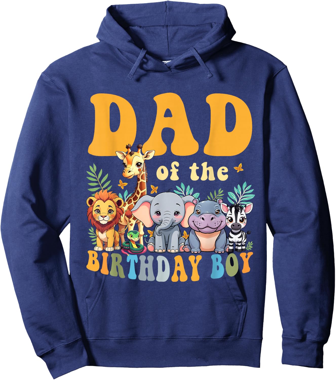 Dad of the Birthday Boy Kids Safari Jungle Animal Matching Hoodie - Hoodie | Navy