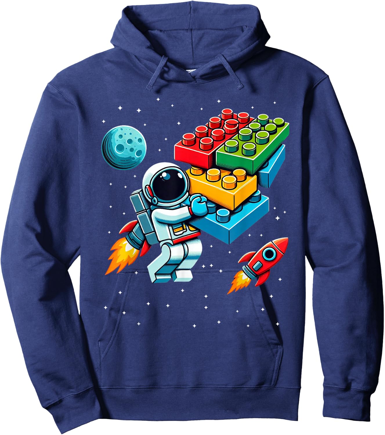 Master Builder Space Astronaut Building Blocks Bricks Boys Hoodie - Hoodie | Navy