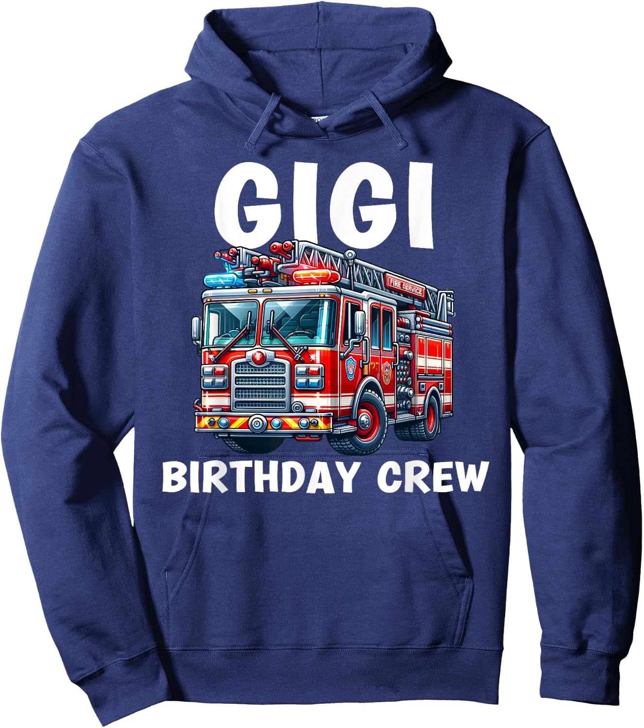 Gigi Birthday Crew Fire Truck Bday Party Matching Family Hoodie - Hoodie | Navy