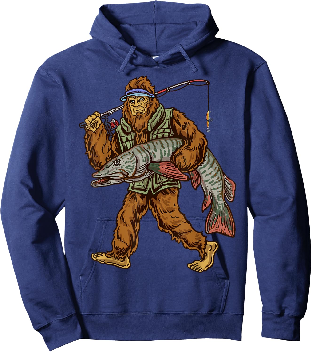 Muskie Fishing Tiger Musky Hunting Bigfoot Fishermen Hoodie - Hoodie | Navy