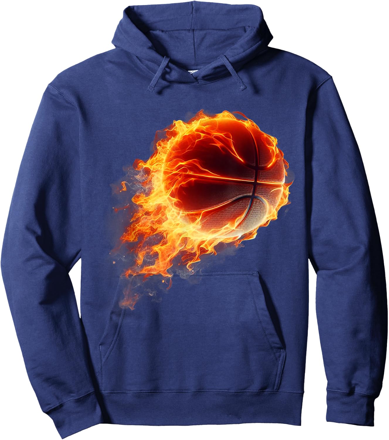 play sport Basketball Hoop Fire Flames soccer Ball Graphic Hoodie - Hoodie | Navy