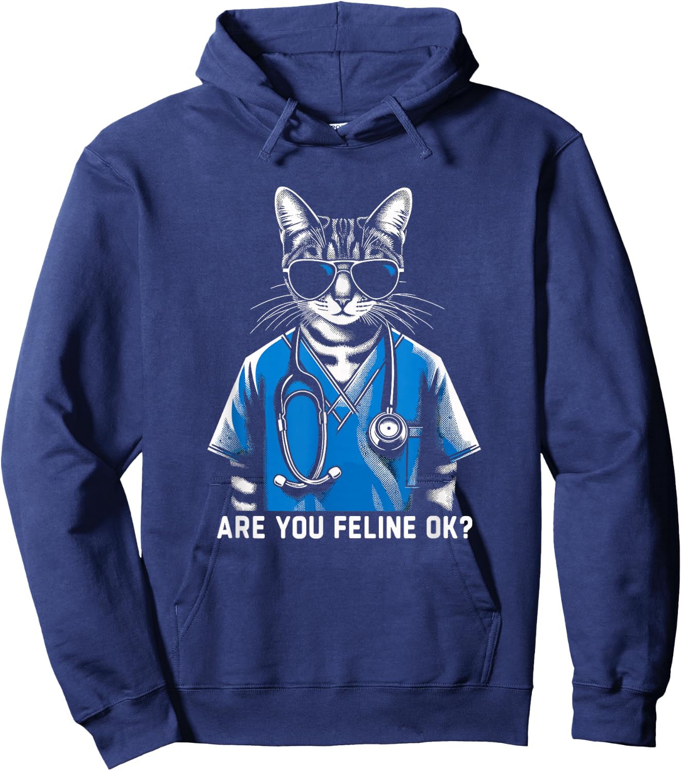 Retro Cat Nurse Gifts Nurse Week Gifts Men Women Funny Nurse Hoodie - Hoodie | Navy