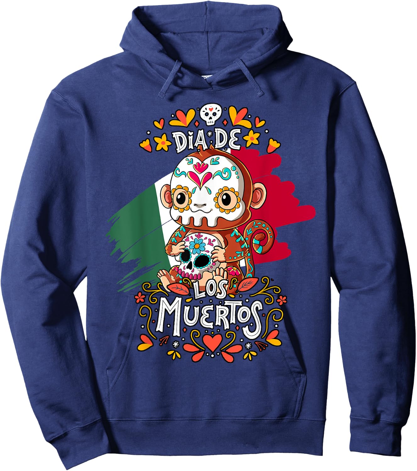 Dia De Los Muertos Monkey Hoodie - Hoodie | Navy