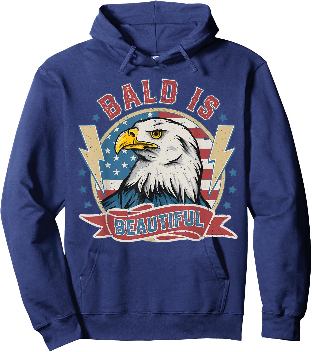 Bald Is Beautiful 4th of July Independence Day Bald Eagle Hoodie - Hoodie | Navy