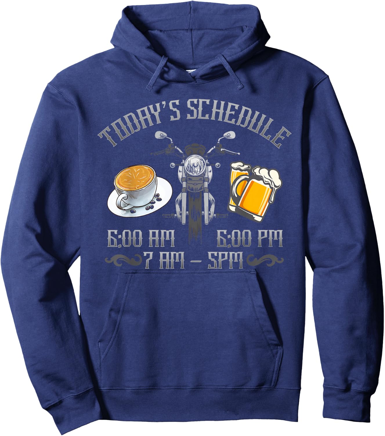 Today's Schedule Coffee Ride Motorcycle Beer Funny Hoodie - Hoodie | Navy