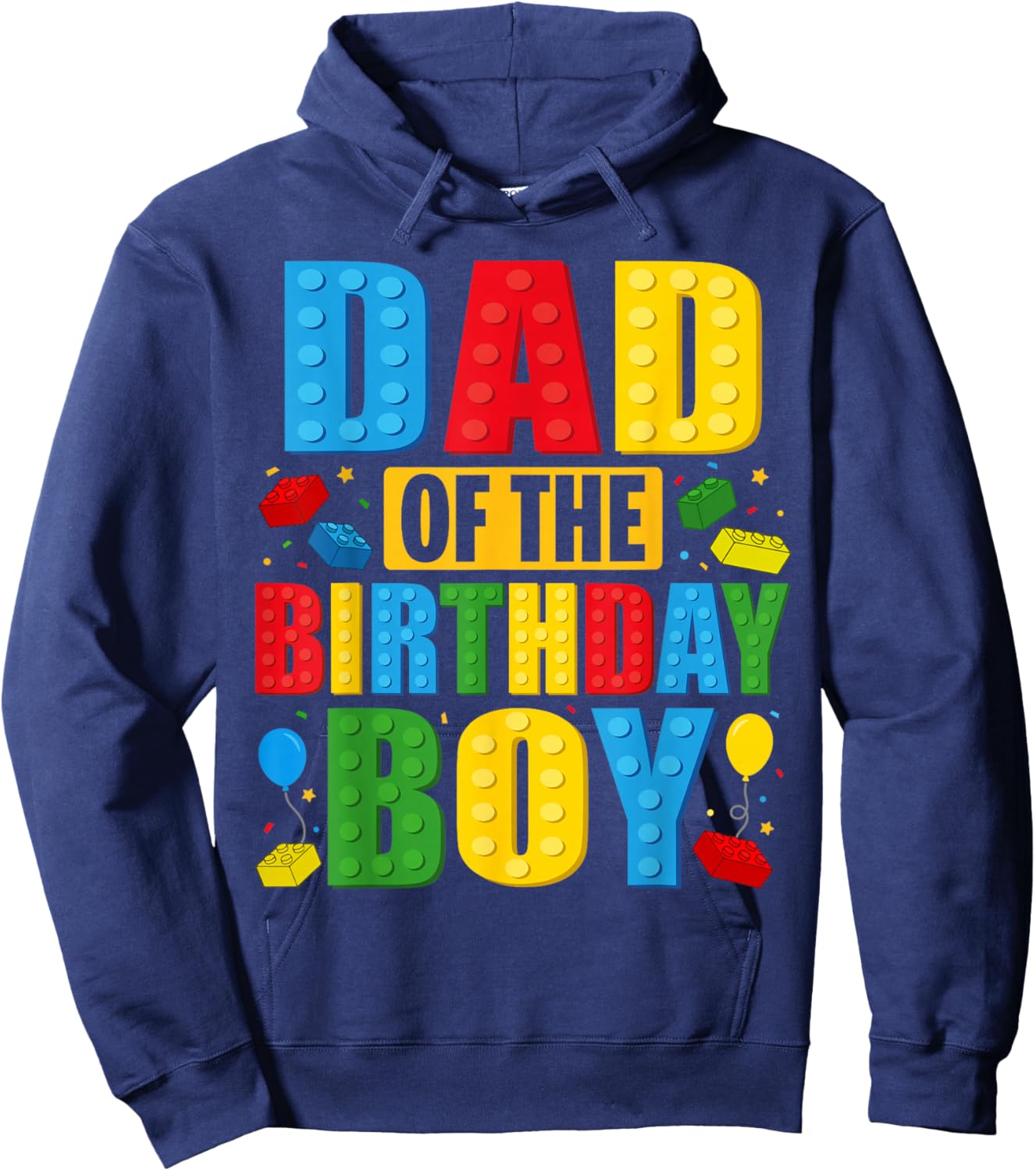 Dad Of The Birthday Boy Building Blocks Birthday Party Crew Hoodie - Hoodie | Navy