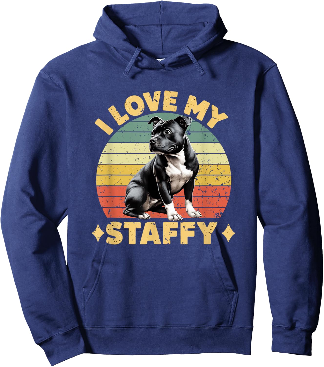 I Love My Staffy Dog Black Staffordshire Bull Terrier Owner Hoodie - Hoodie | Navy