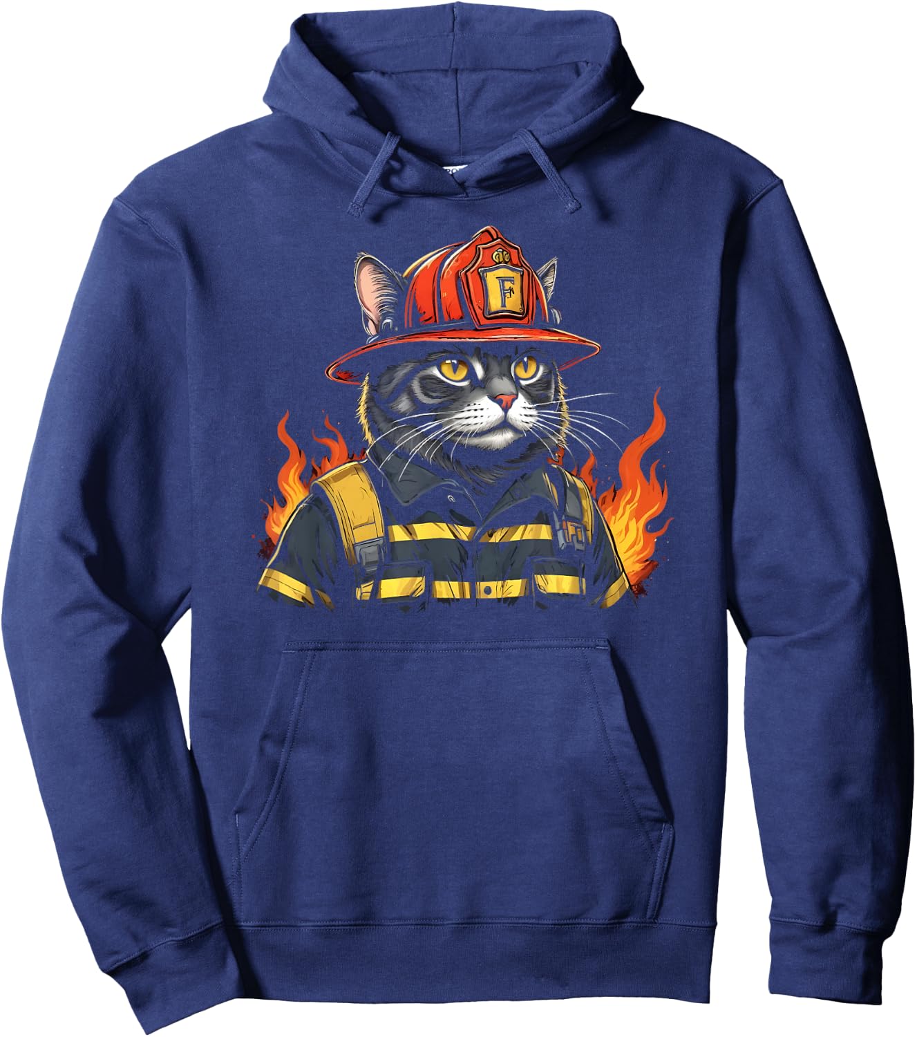 Firefighter Cat Lover Fireman Firefighting Expert Hoodie - Hoodie | Navy