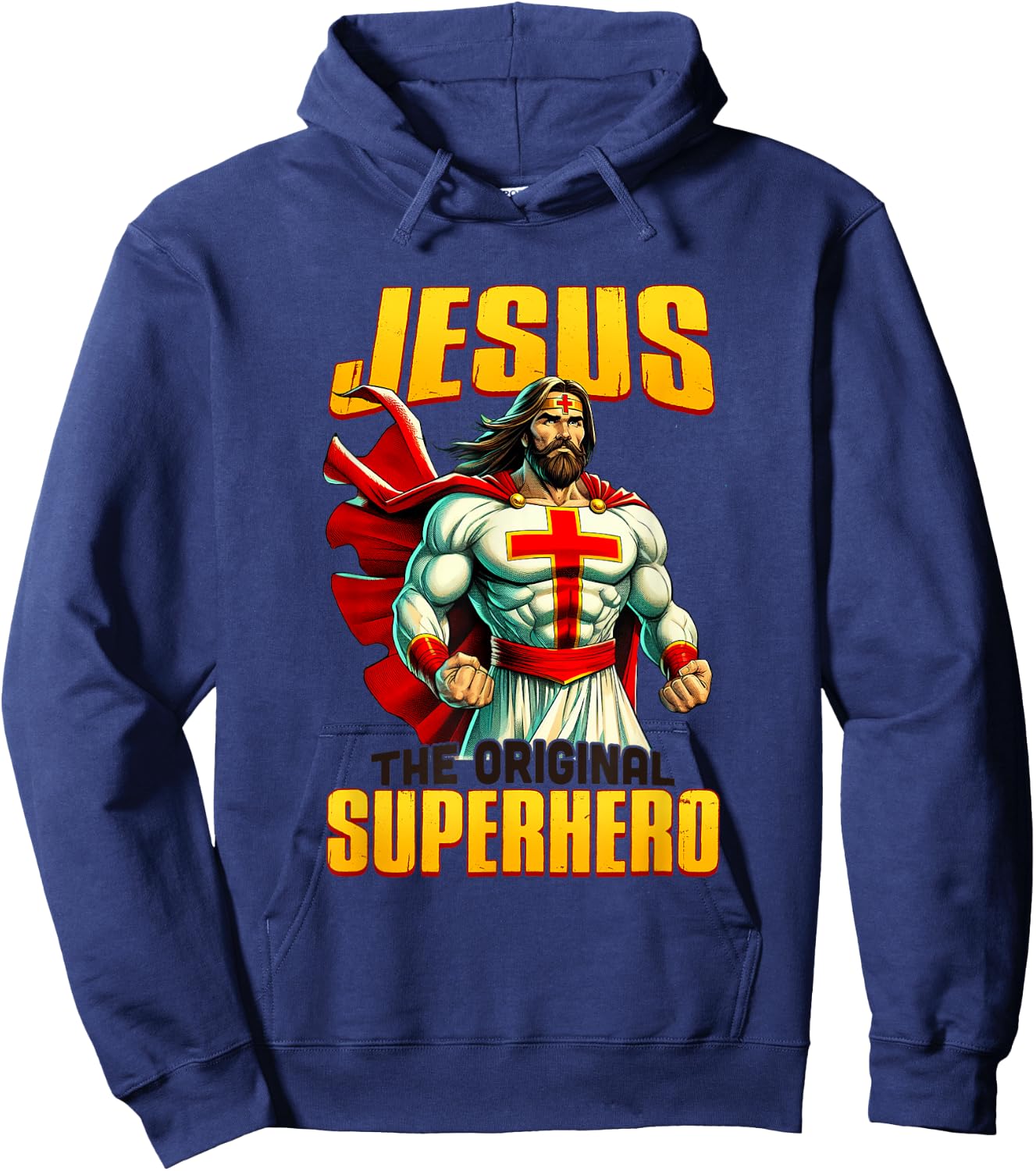 Jesus Original Superhero Comic Style Funny Christian Comic Hoodie - Hoodie | Navy