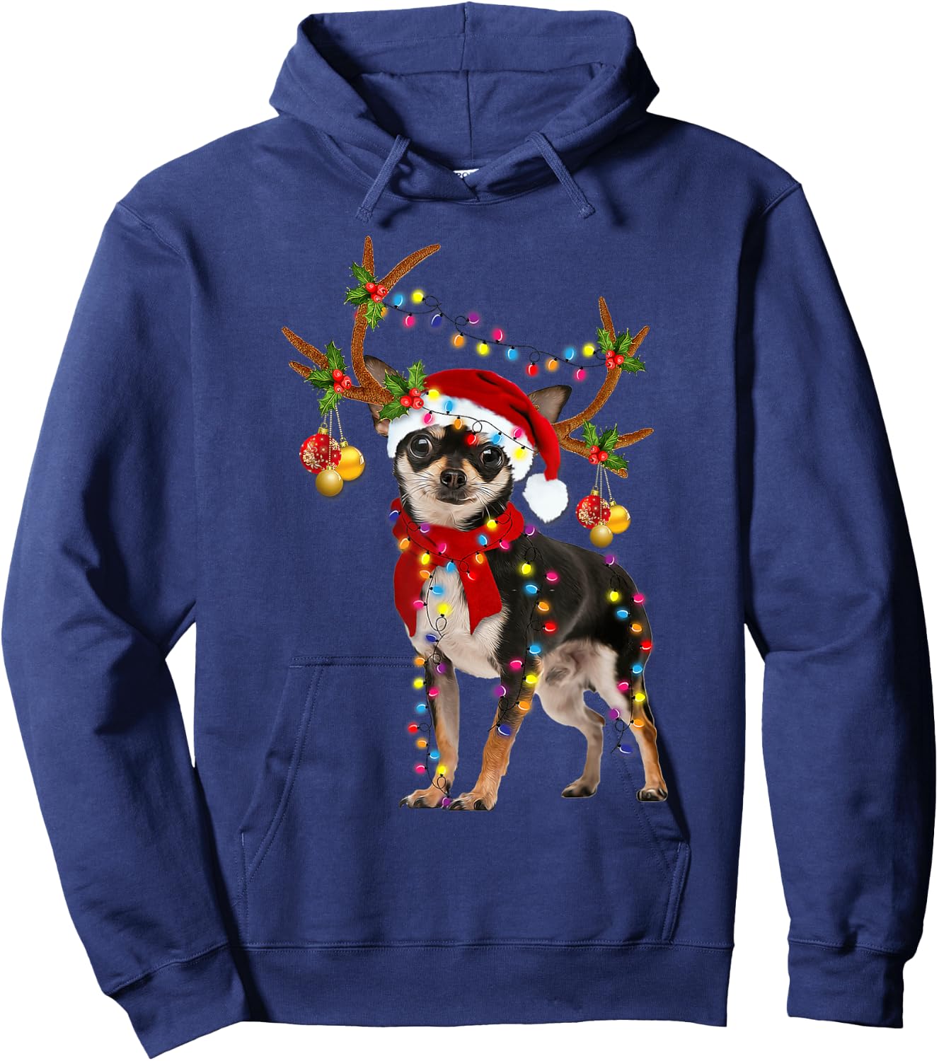 Black And Tan Chihuahua Gorgeous Reindeer Christmas Hoodie - Hoodie | Navy