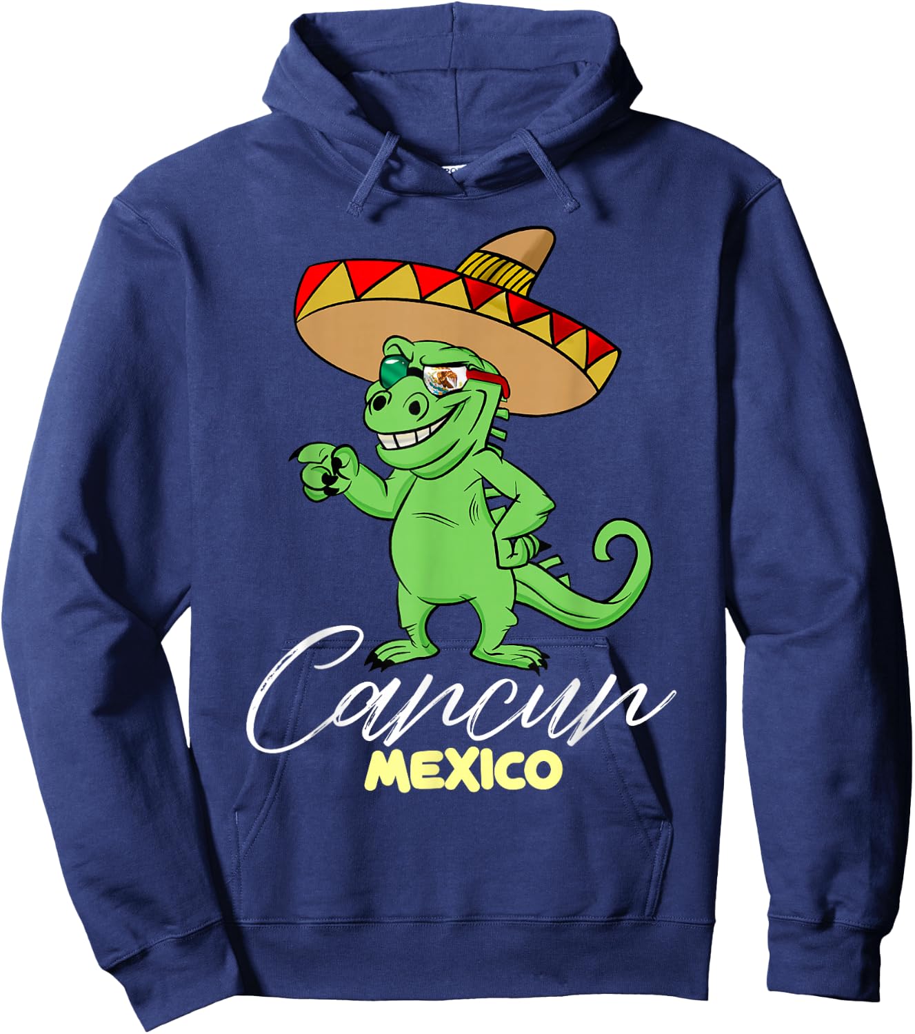 Cancun Mexico Mexican T Rex Dino Funny Cancun Hoodie - Hoodie | Navy