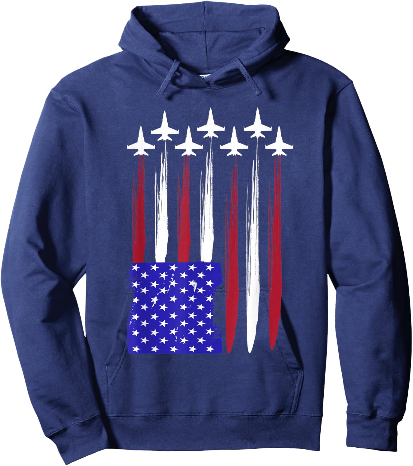 Jets 4th of July Patriotic Red White Blue USA Flag Fighter Hoodie - Hoodie | Navy