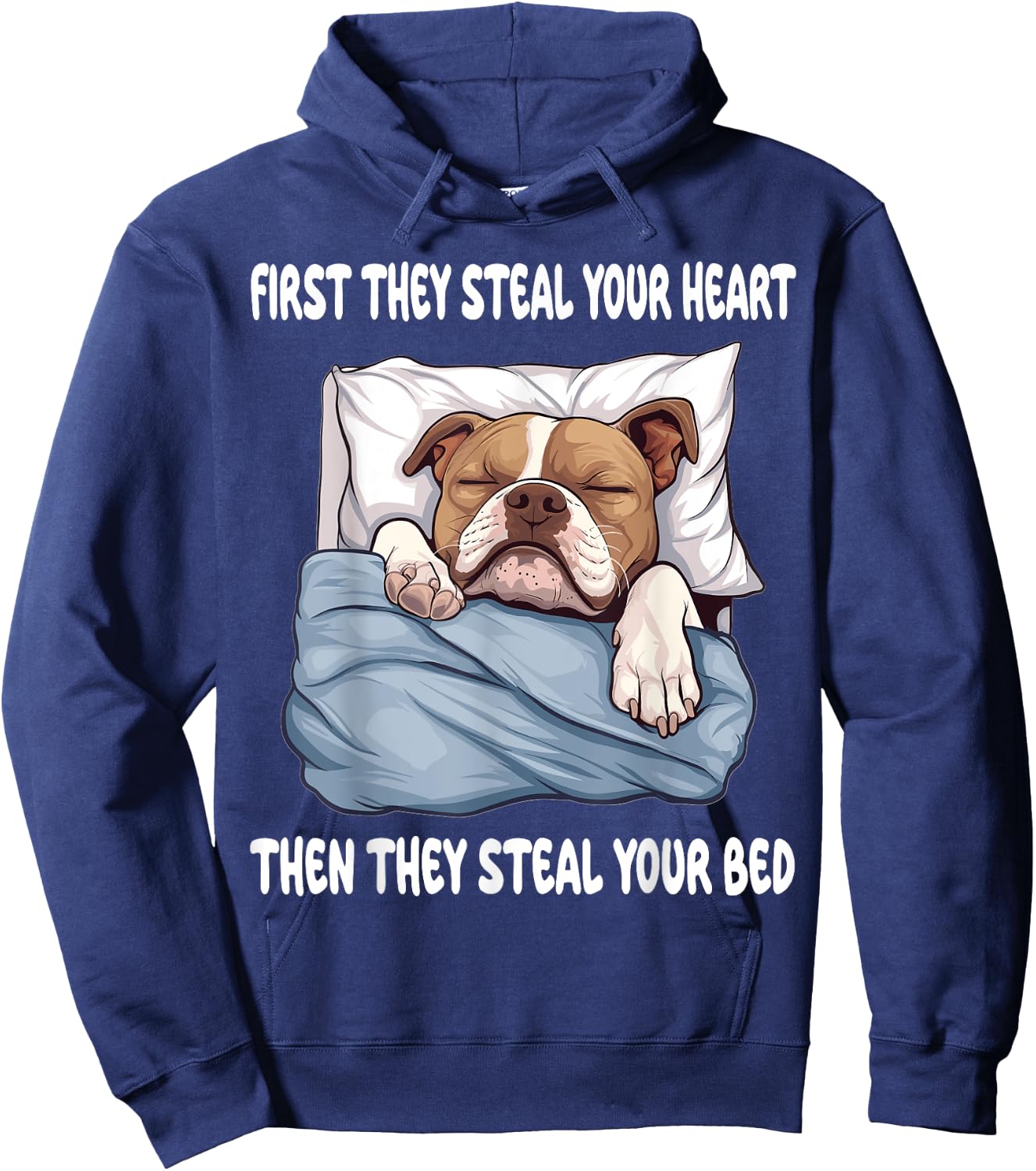 American Staffordshire Terrier Sleeping Pajamas Nightgown Hoodie - Hoodie | Navy