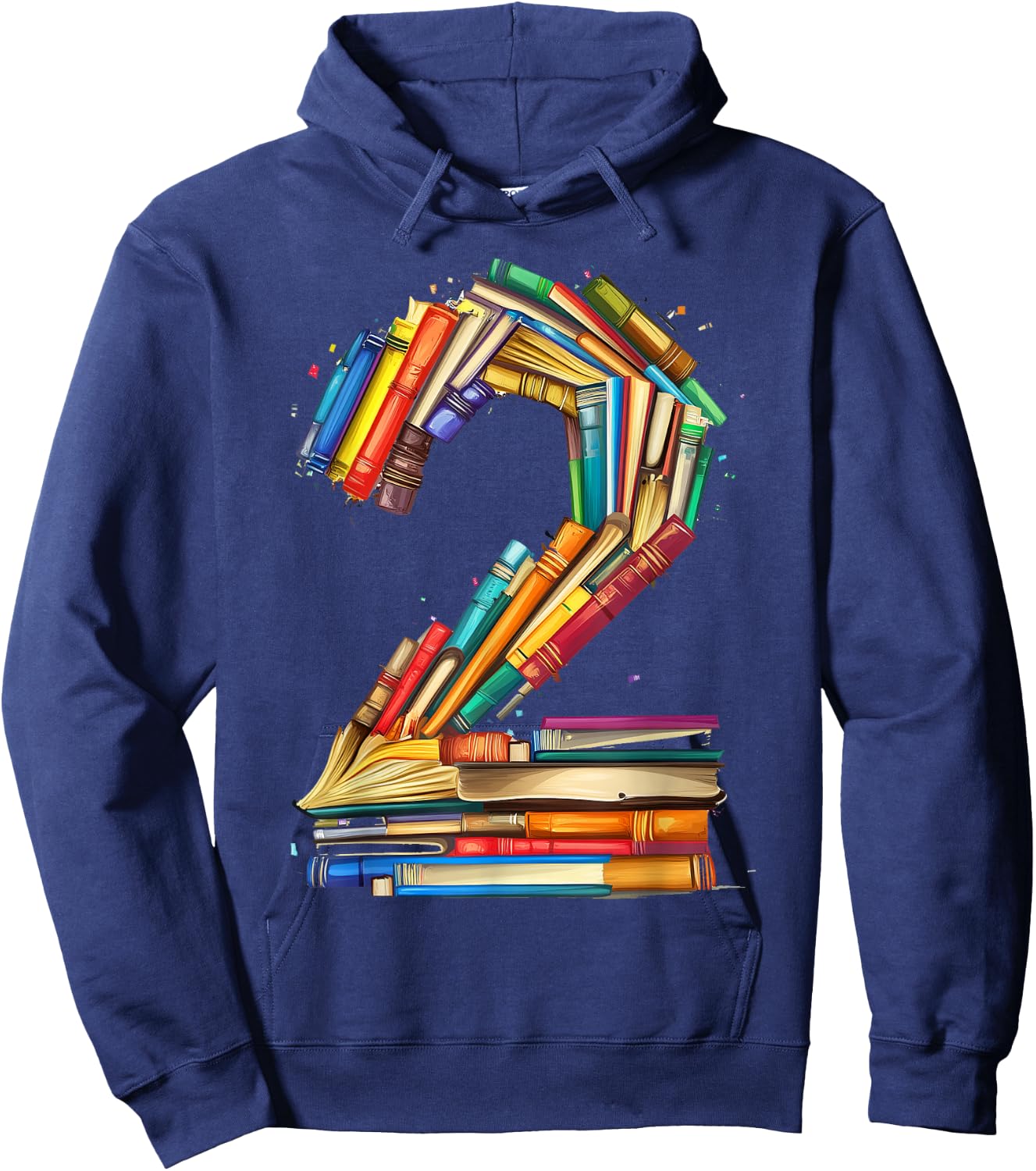 Toddler 2nd Birthday Books Themed 2 Year Old Boys Kids Girls Hoodie - Hoodie | Navy