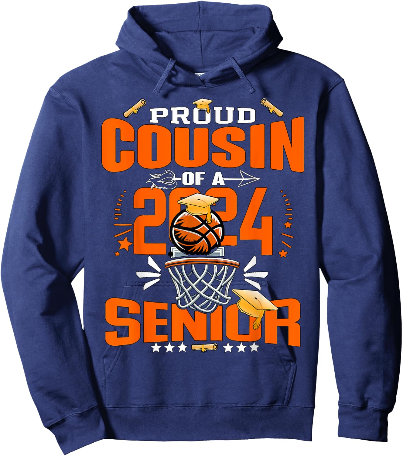 Proud Cousin Of A 2024 Senior Basketball Graduate Grad 2024 Hoodie - Hoodie | Navy