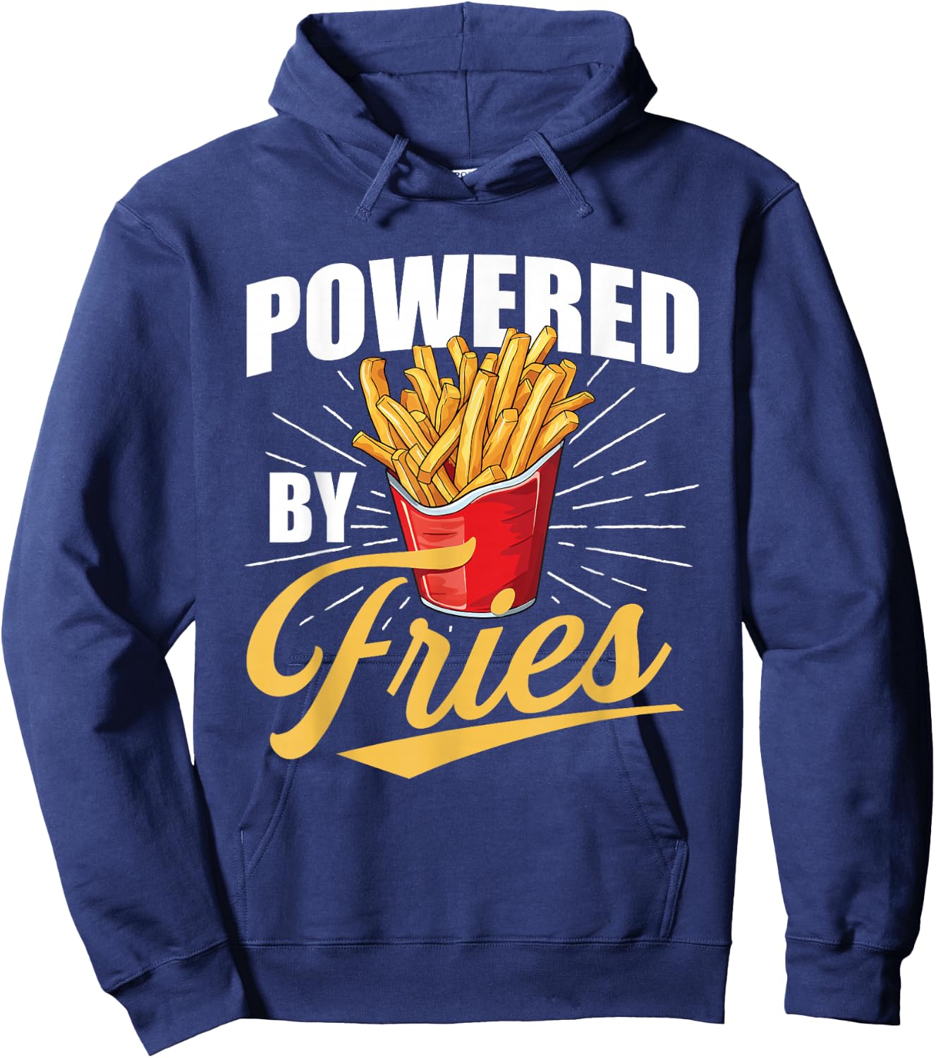 Powered by Fries - French Fries Lover Fast Food Eater Hoodie - Hoodie | Navy
