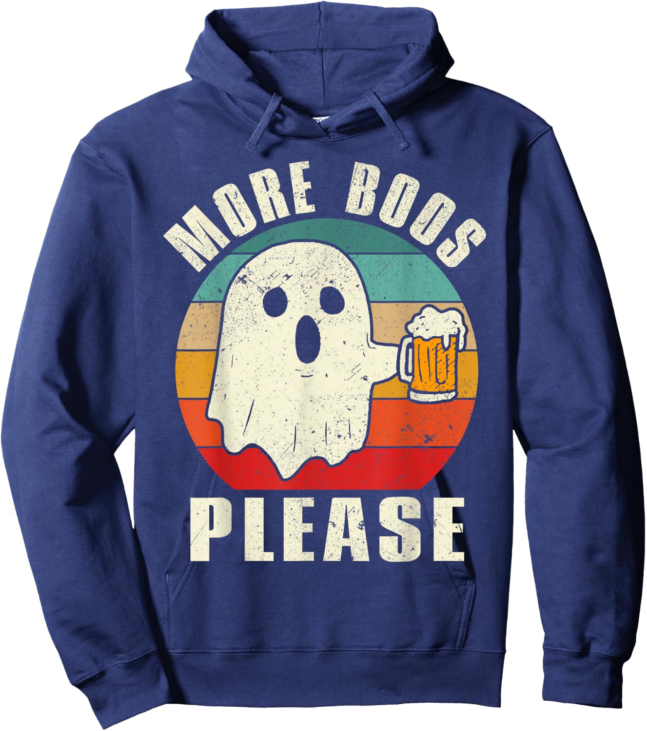 Retro More Boos Please Ghost Beer Halloween Drinking Costume Hoodie - Hoodie | Navy