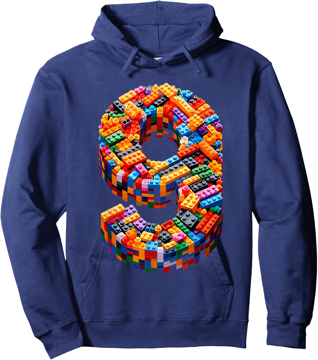 9 Year Old Blocks Building Master Builder 9th Birthday Boy Hoodie - Hoodie | Navy