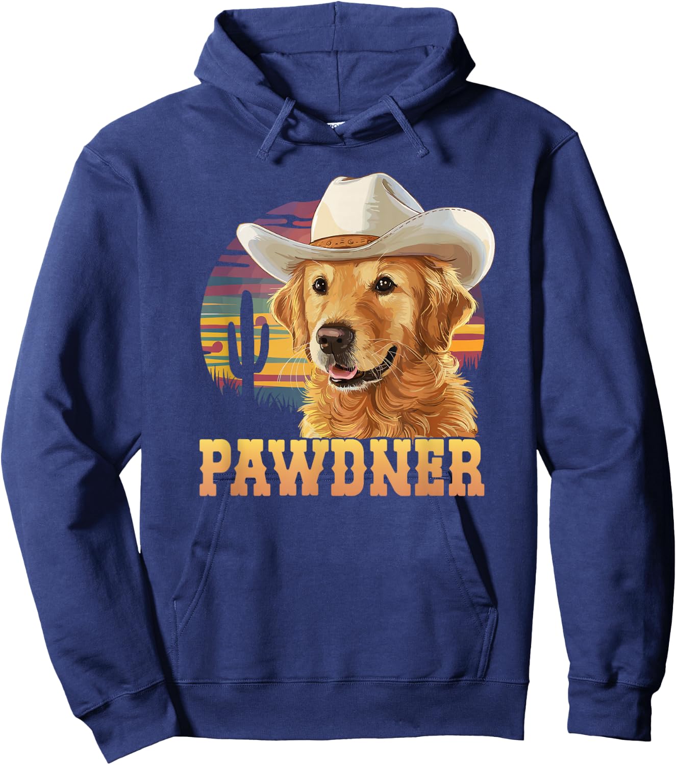 Pawdner Cowboy Hat Western Golden Retriever Dog Mom Hoodie - Hoodie | Navy