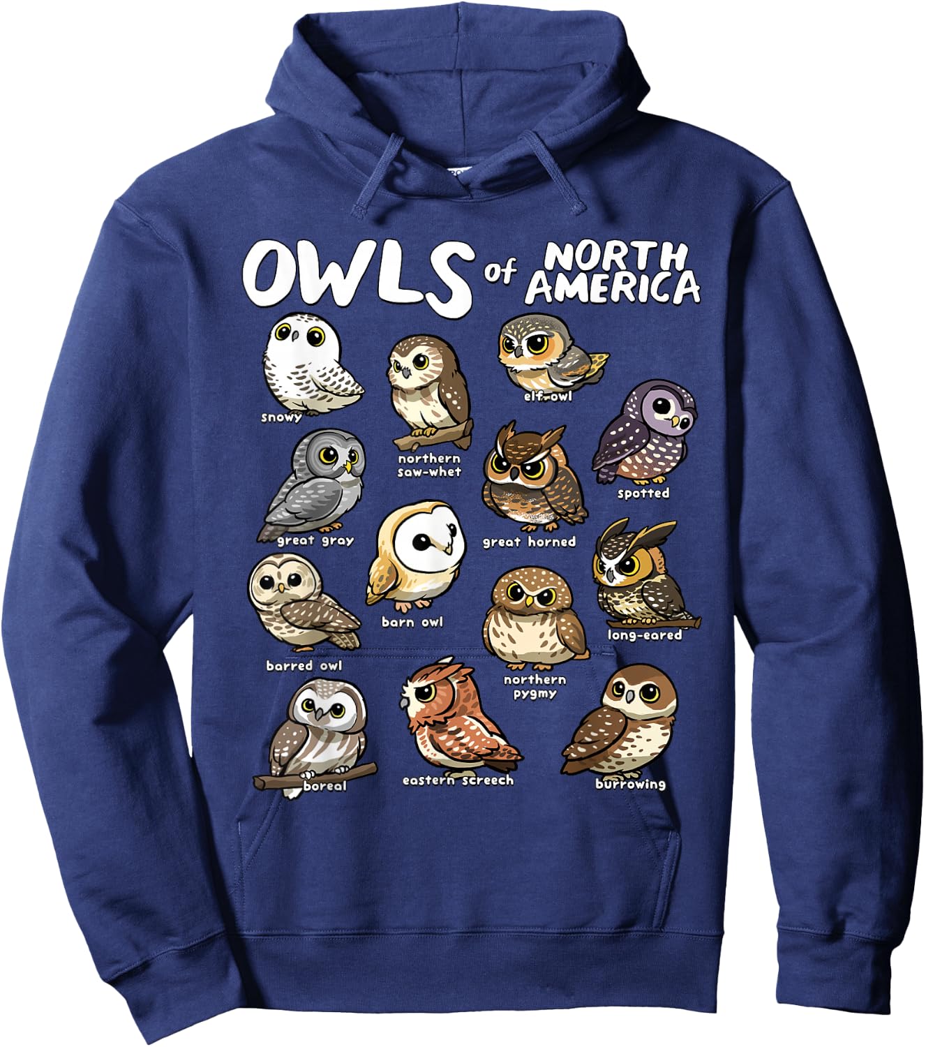Owls of North America Shirt Birdwatcher Bird Lover Owl Lover Hoodie - Hoodie | Navy