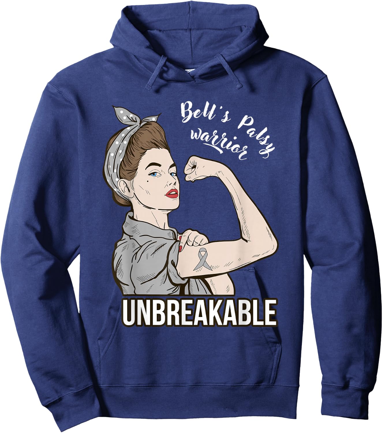 Bell's Palsy Awareness Warrior Unbreakable Support Hoodie - Hoodie | Navy