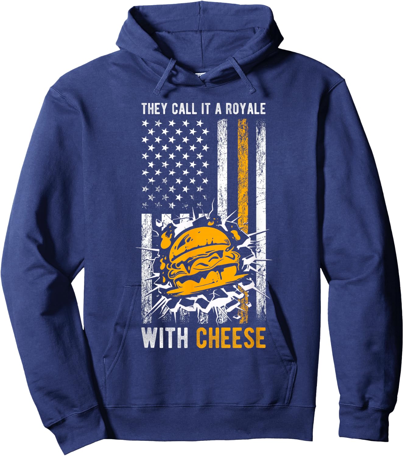 THEY CALL IT A Royale WITH Cheese Royale Cheese Burger Hoodie - Hoodie | Navy