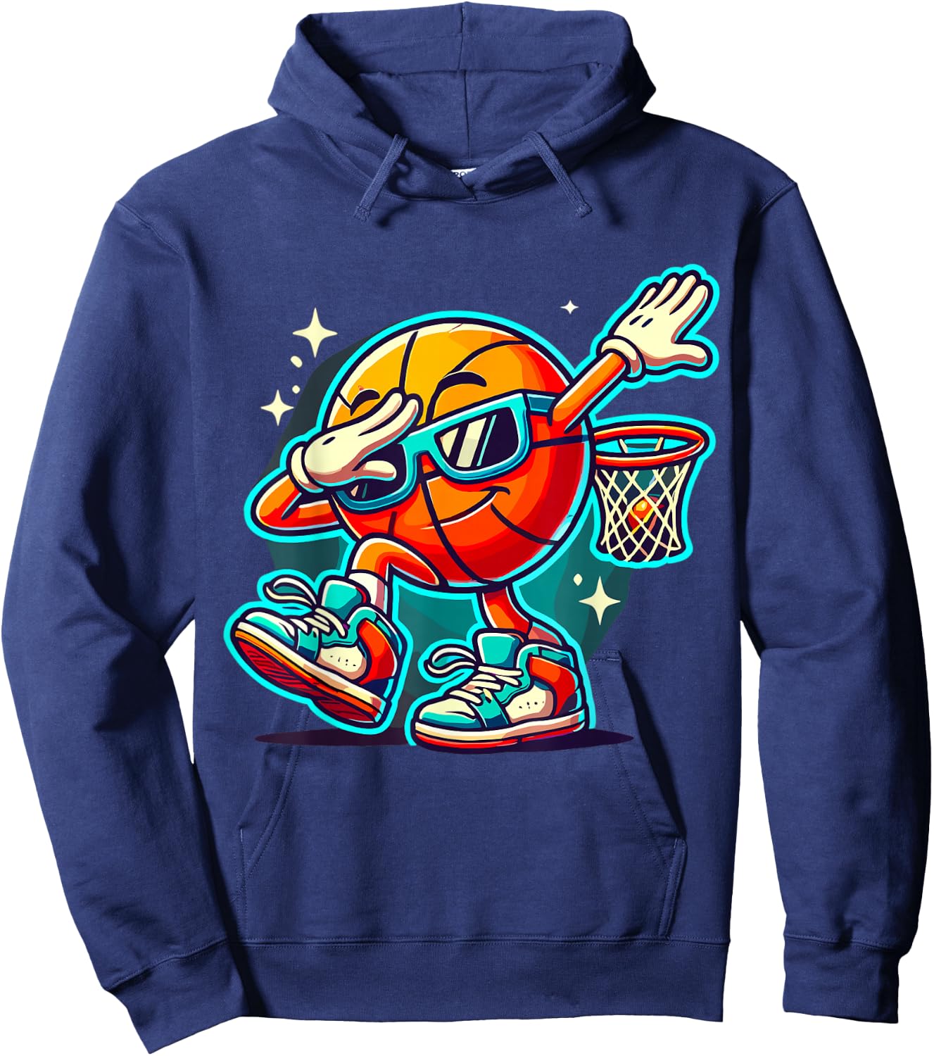 Dabbing Basketball with Sunglasses Hoodie - Hoodie | Navy
